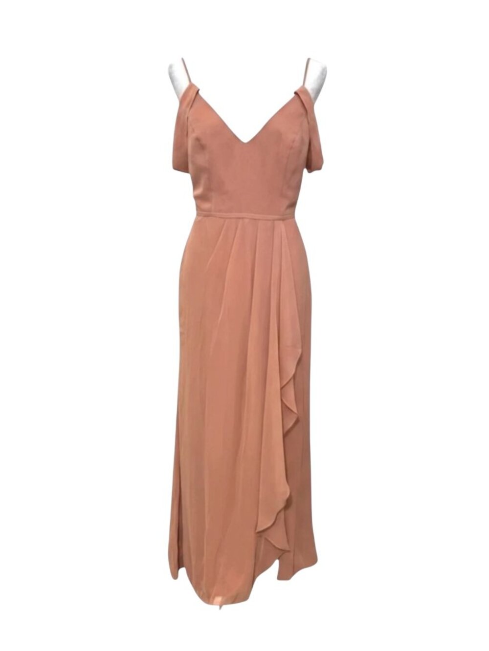 David's Terracotta Cold Shoulder Maxi Dress Bridesmaid Wedding Guest Sz 10 - Picture 2 of 8